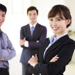 successful young business team standing in office