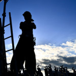 Japanese steeplejack in the early morning