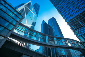 Modern office buildings in central Hong Kong