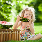 Child eating watermelon