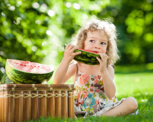 Child eating watermelon