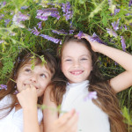 Portrait of two girls in the woods girlfriends